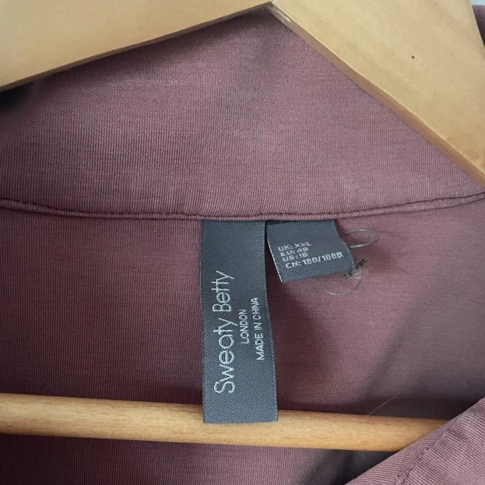 Sweaty Betty Sand Wash Half-Zip Sweatshirt Mauve Pink Size 16 - Picture 8 of 10